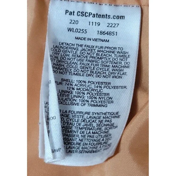 Columbia Women's Puffer Jacket in Peach with Faux Fur Hood - Picture 4 of 10